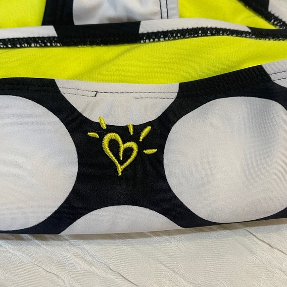 Justice Girls Swimsuit Tankini Size 16 Yellow Black Polka Dot - Picture 10 of 14